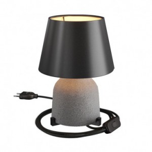 Vaso ceramic table lamp with Impero shade, complete with textile cable, switch and 2-pin plug