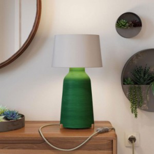 Bottiglia ceramic table lamp with Athena lampshade, complete with textile cable, switch and 2-pin plug