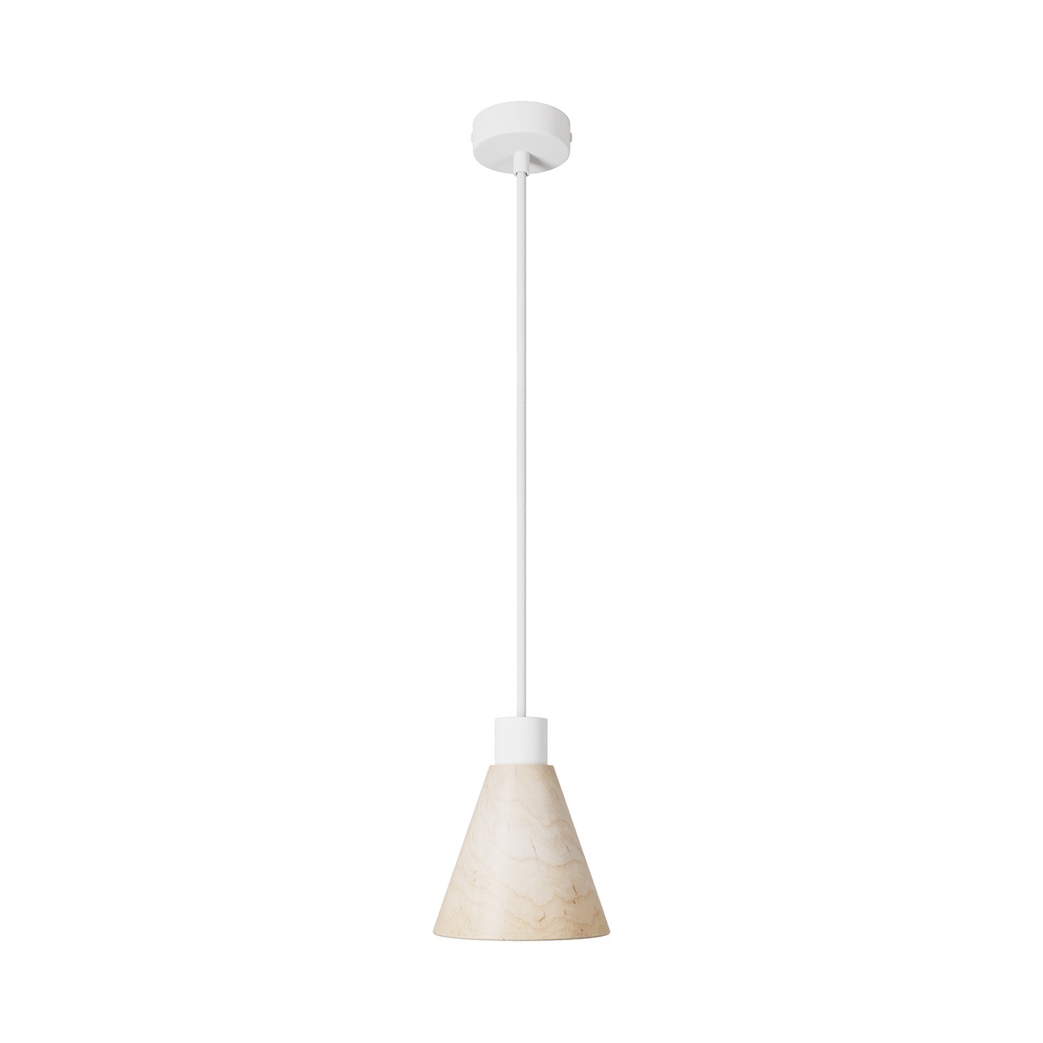 Lámpara colgante con pantalla de madera en forma de cono