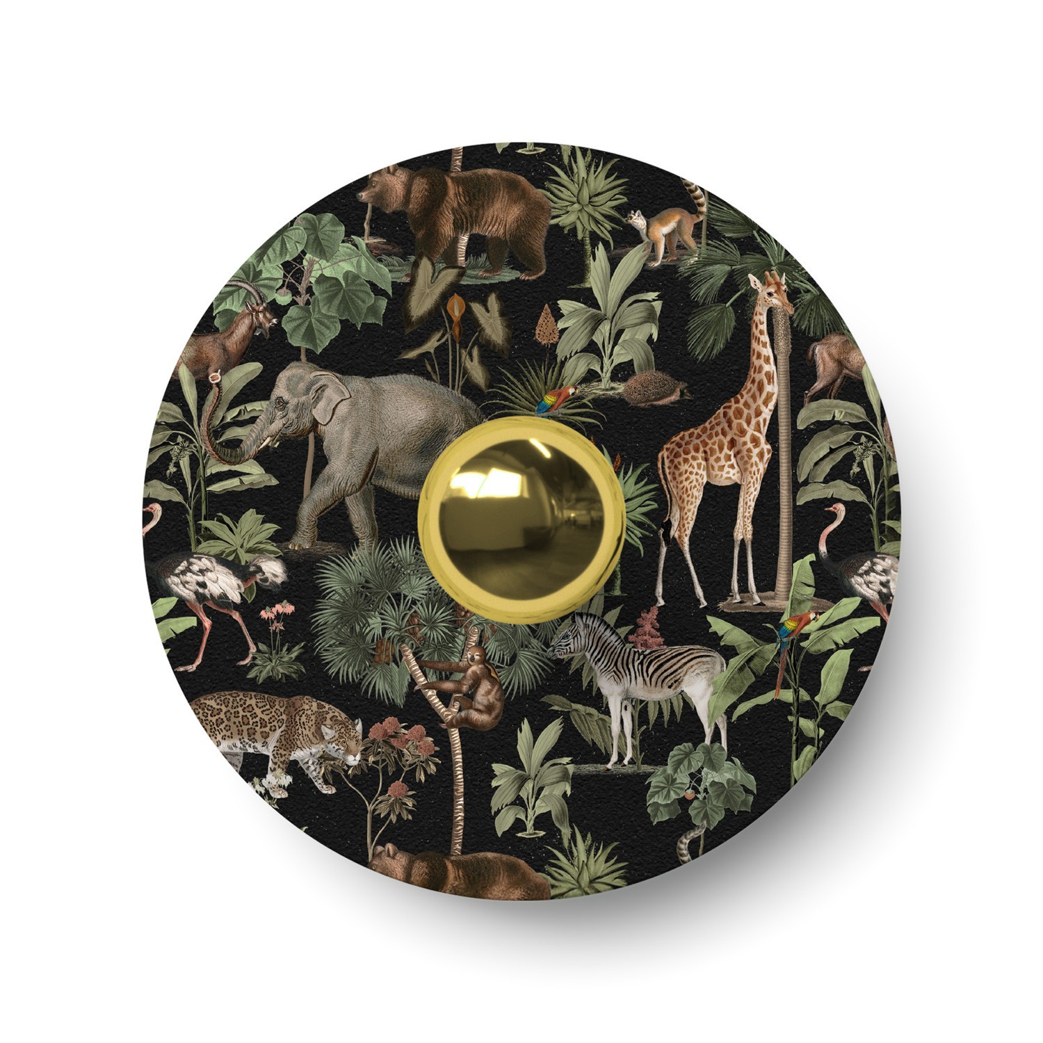 Mini pantalla plana Ellepì con animales de la selva 'Wildlife Whispers', diámetro 24 cm - Made in Italy