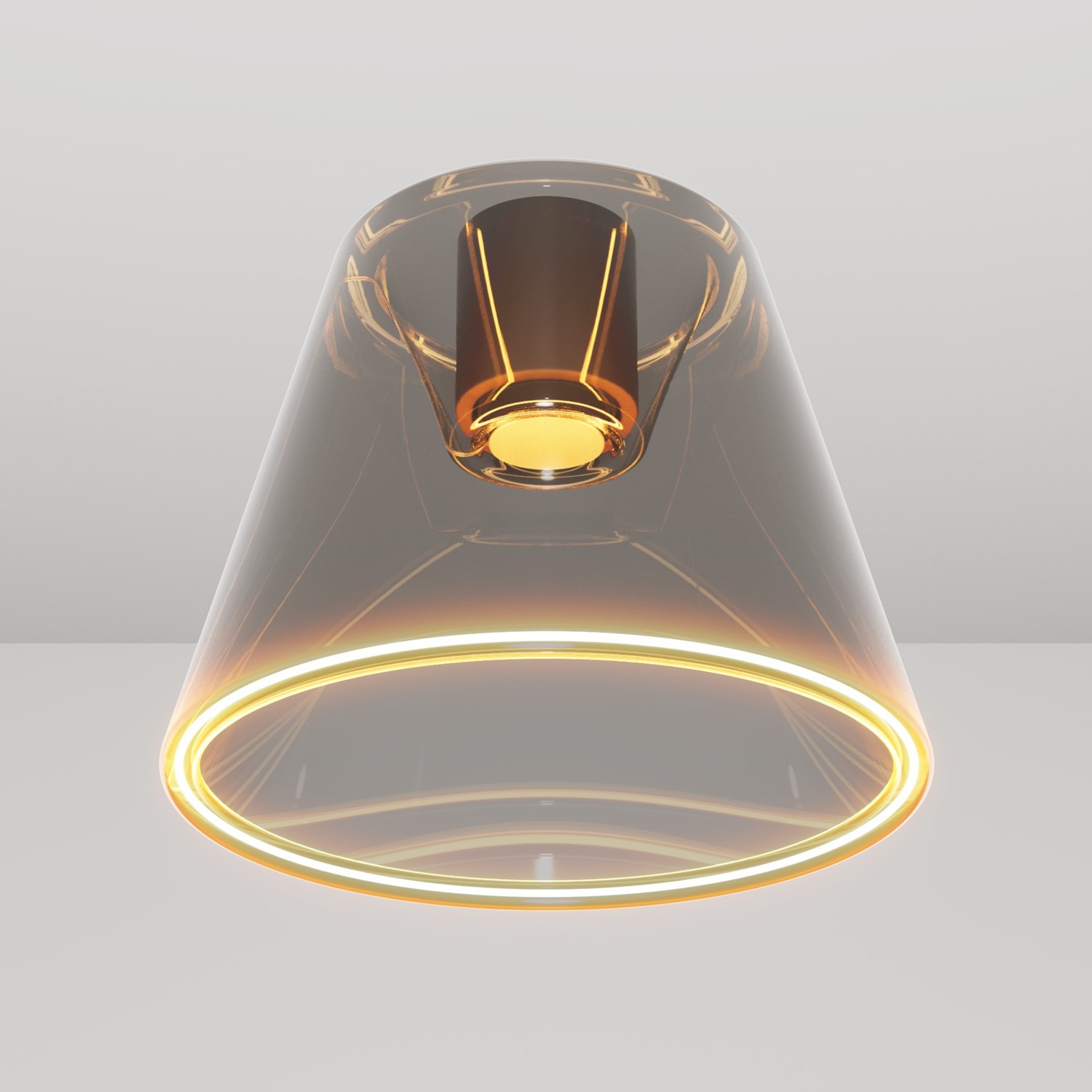 Design ceiling light with smoky cone-shaped Ghost bulb