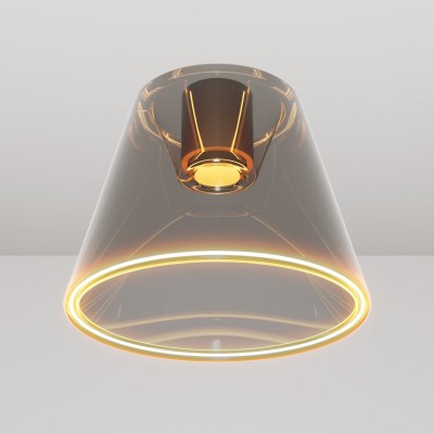 Design ceiling light with smoky cone-shaped Ghost bulb