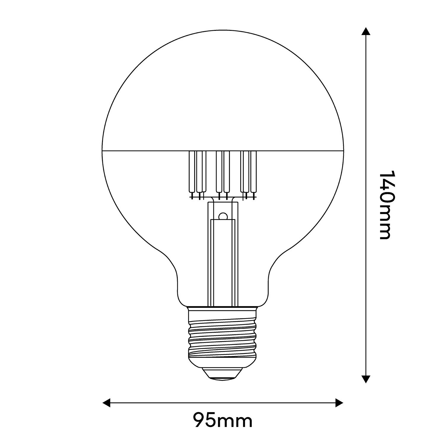 Bombilla LED Media Esfera Globo Dorada G95 7W 650Lm E27 2700K Regulable - A14