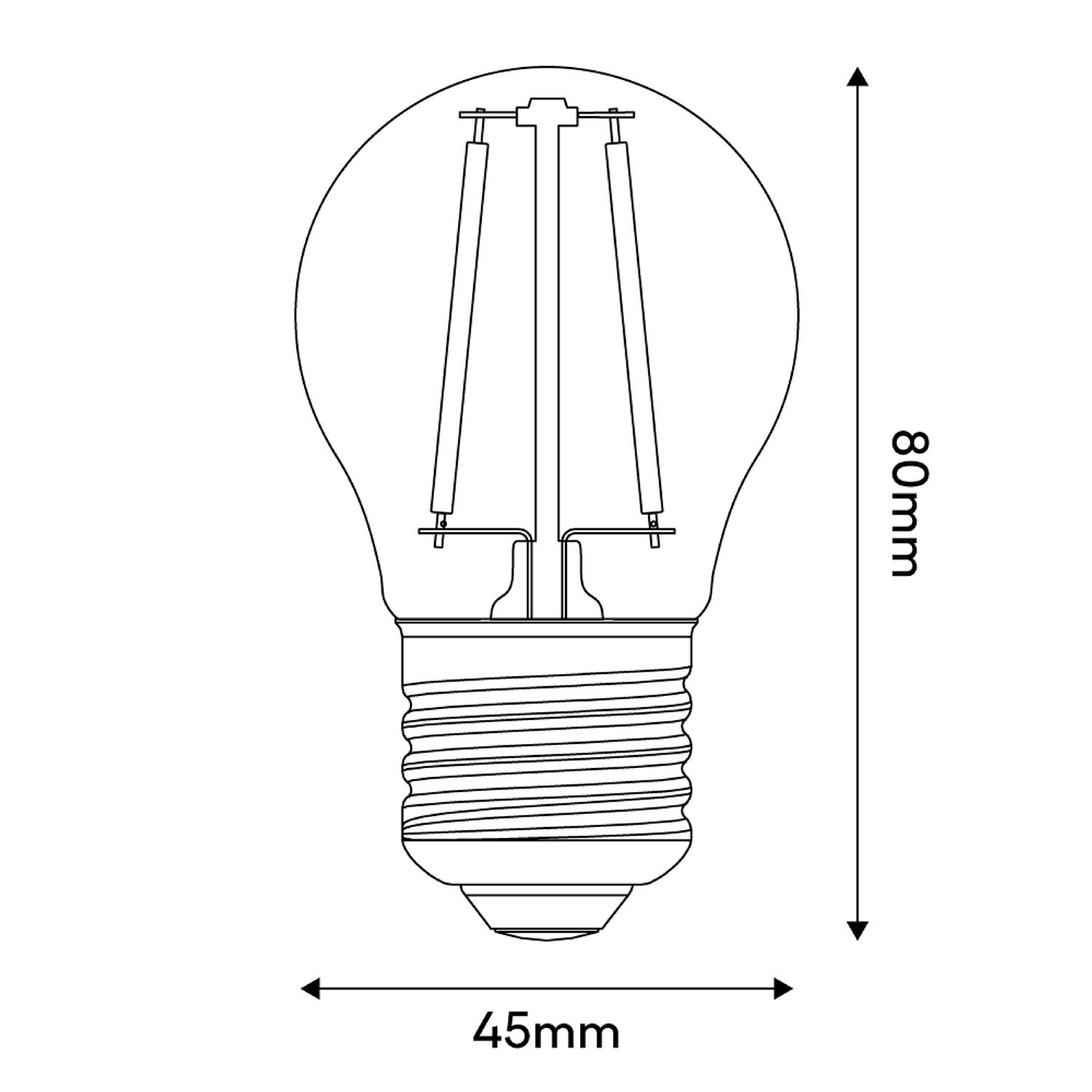 Bombilla LED Transparente Globetta G45 2W 136Lm E27 2700K - E08