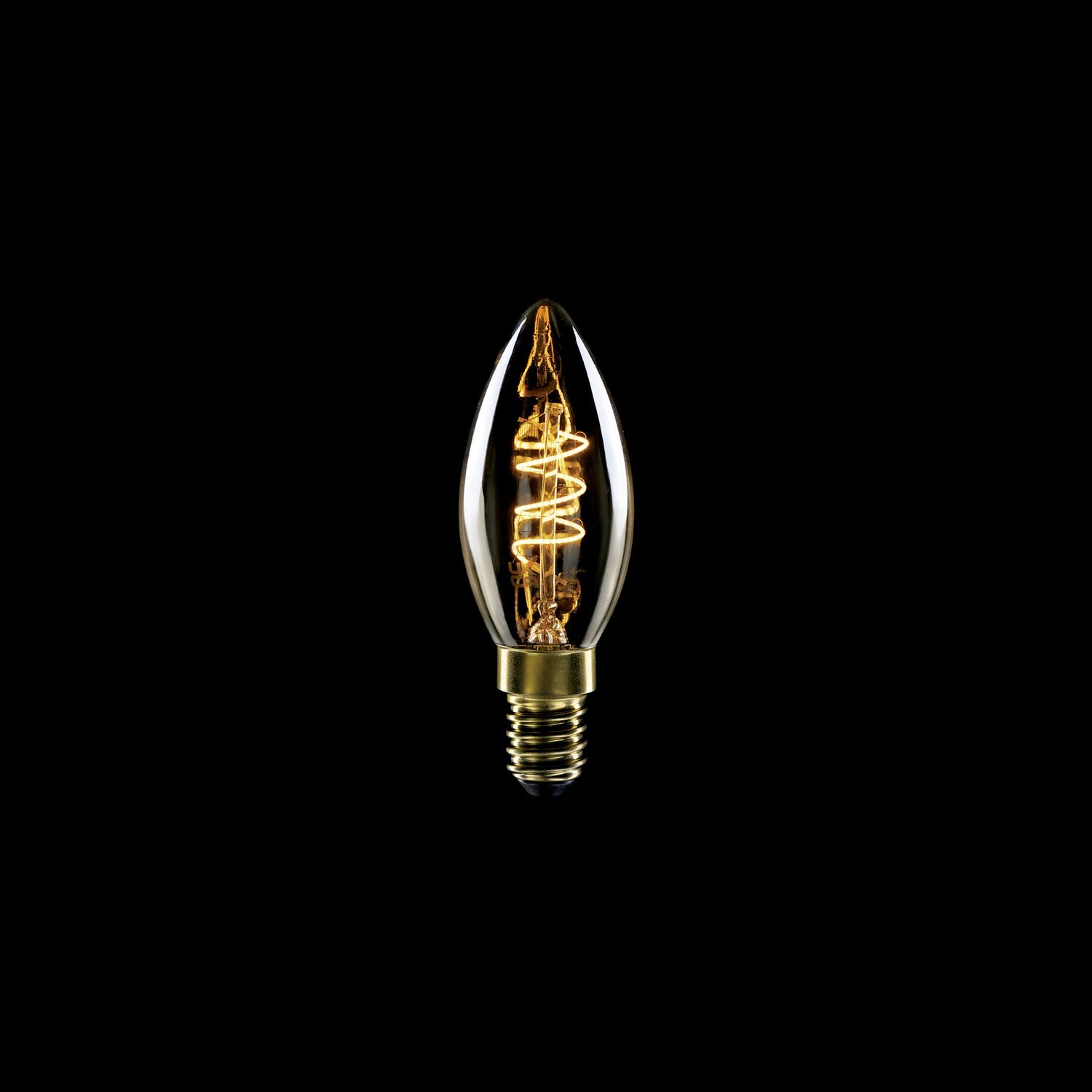 LED Golden Light Bulb Carbon Line Curved Spiral Filament Candle C35 2,5W 136Lm E14 1800K Dimmable - C01