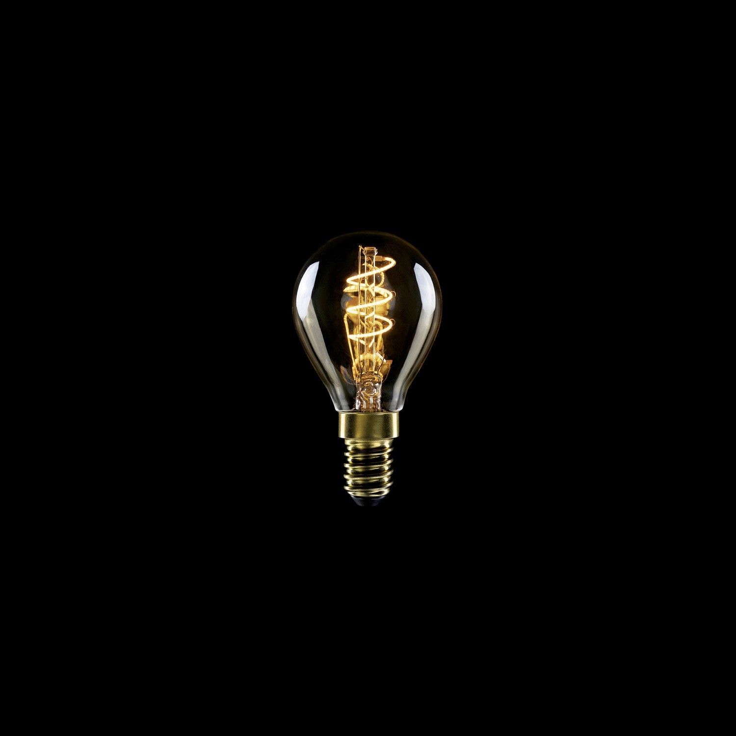 LED Golden Light Bulb Carbon Line Curved Spiral Filament Mini Globe G45 2,5W 136Lm E14 1800K Dimmable - C02