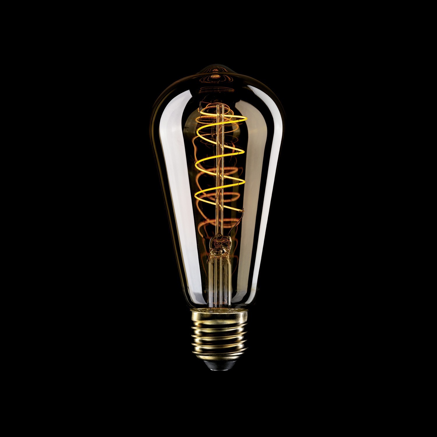 LED Golden Light Bulb Carbon Line Curved Spiral Filament Edison ST64 4W 250Lm E27 1800K Dimmable - C04