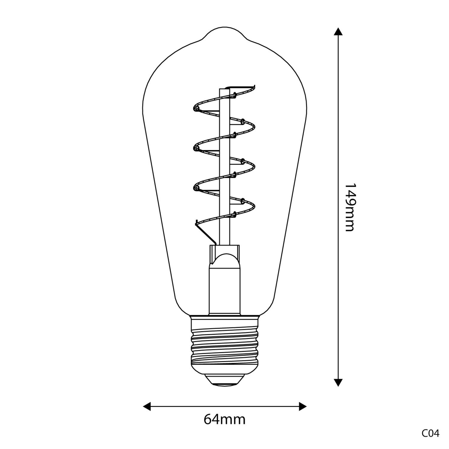 Bombilla LED Dorada Carbón Line Filamento Curvado con Espiral Edison ST64 4W 250Lm E27 1800K Regulable - C04