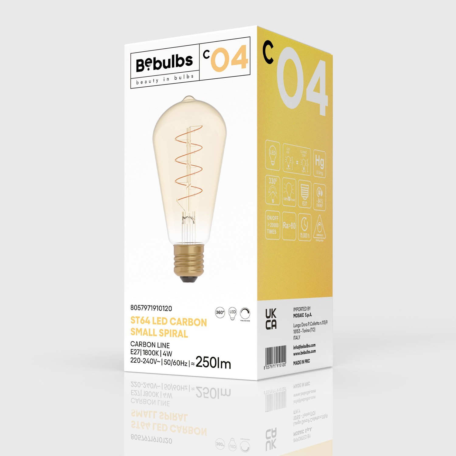 Bombilla LED Dorada Carbón Line Filamento Curvado con Espiral Edison ST64 4W 250Lm E27 1800K Regulable - C04