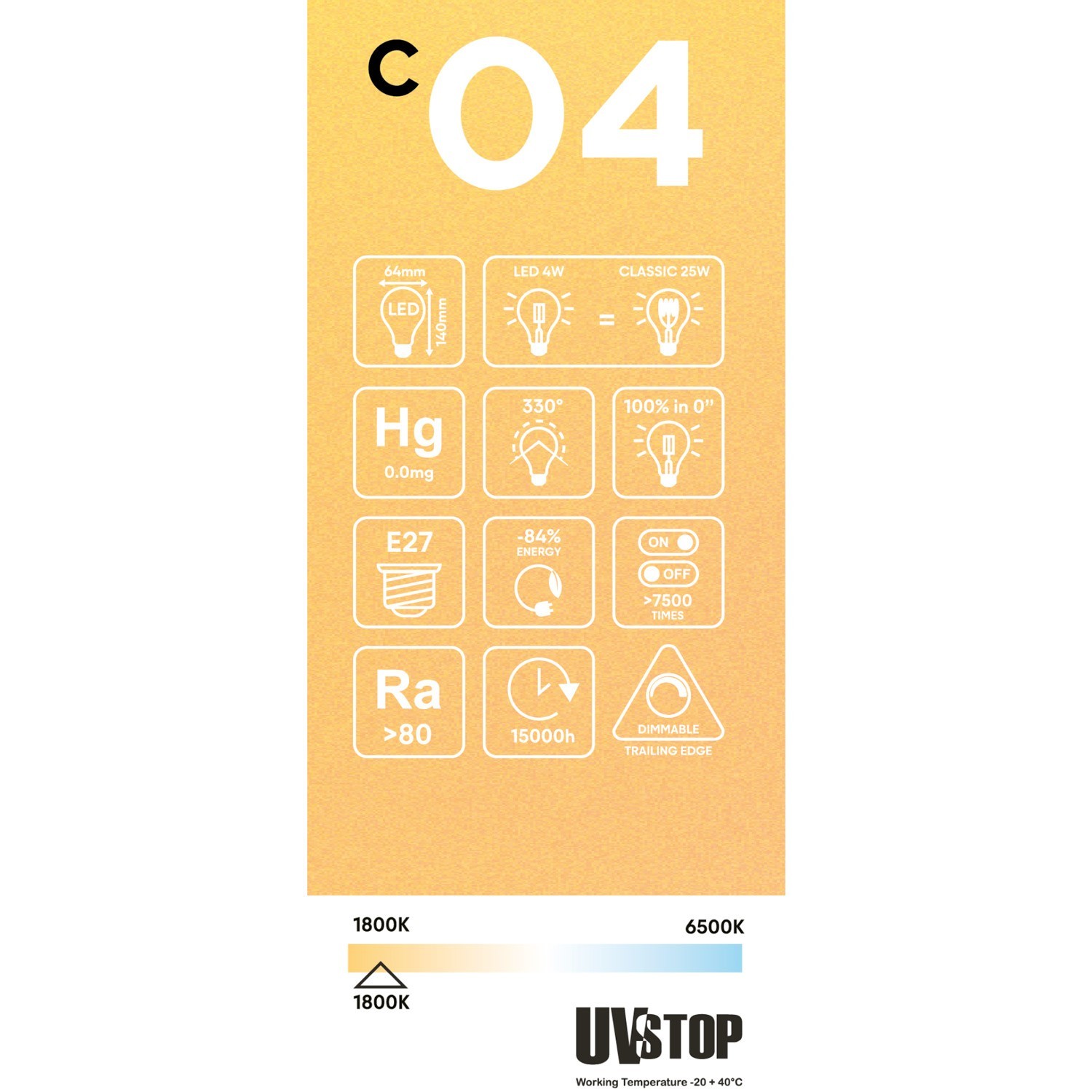 LED Golden Light Bulb Carbon Line Curved Spiral Filament Edison ST64 4W 250Lm E27 1800K Dimmable - C04