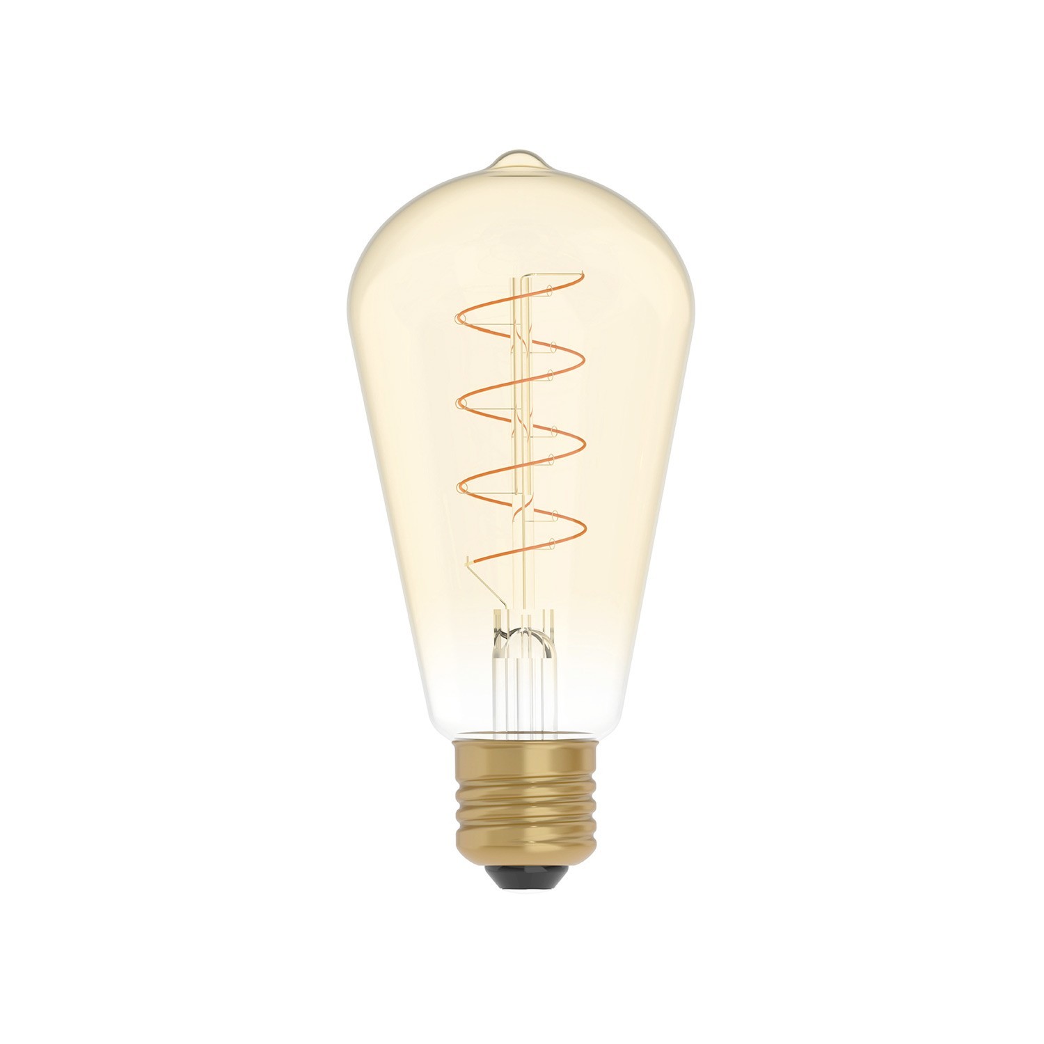 Bombilla LED Dorada Carbón Line Filamento Curvado con Espiral Edison ST64 4W 250Lm E27 1800K Regulable - C04