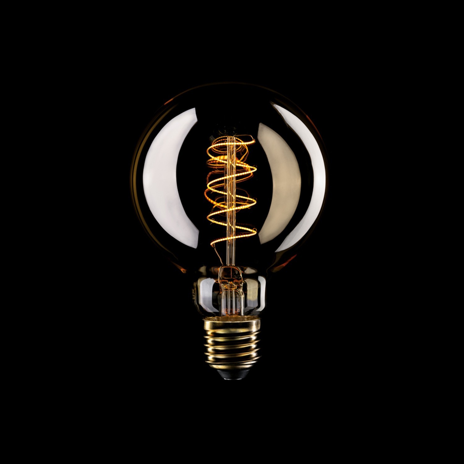 LED Golden Light Bulb Carbon Line Curved Spiral Filament Globe G95 4W 250Lm E27 1800K Dimmable - C06