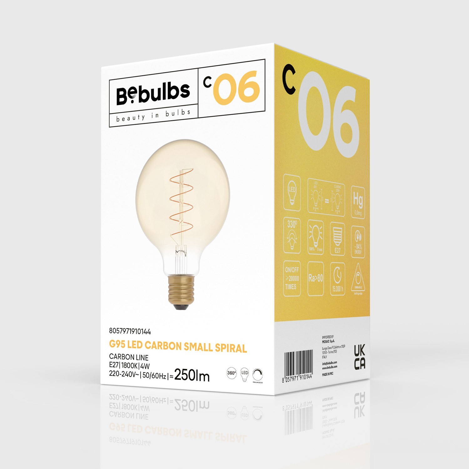 LED Golden Light Bulb Carbon Line Curved Spiral Filament Globe G95 4W 250Lm E27 1800K Dimmable - C06