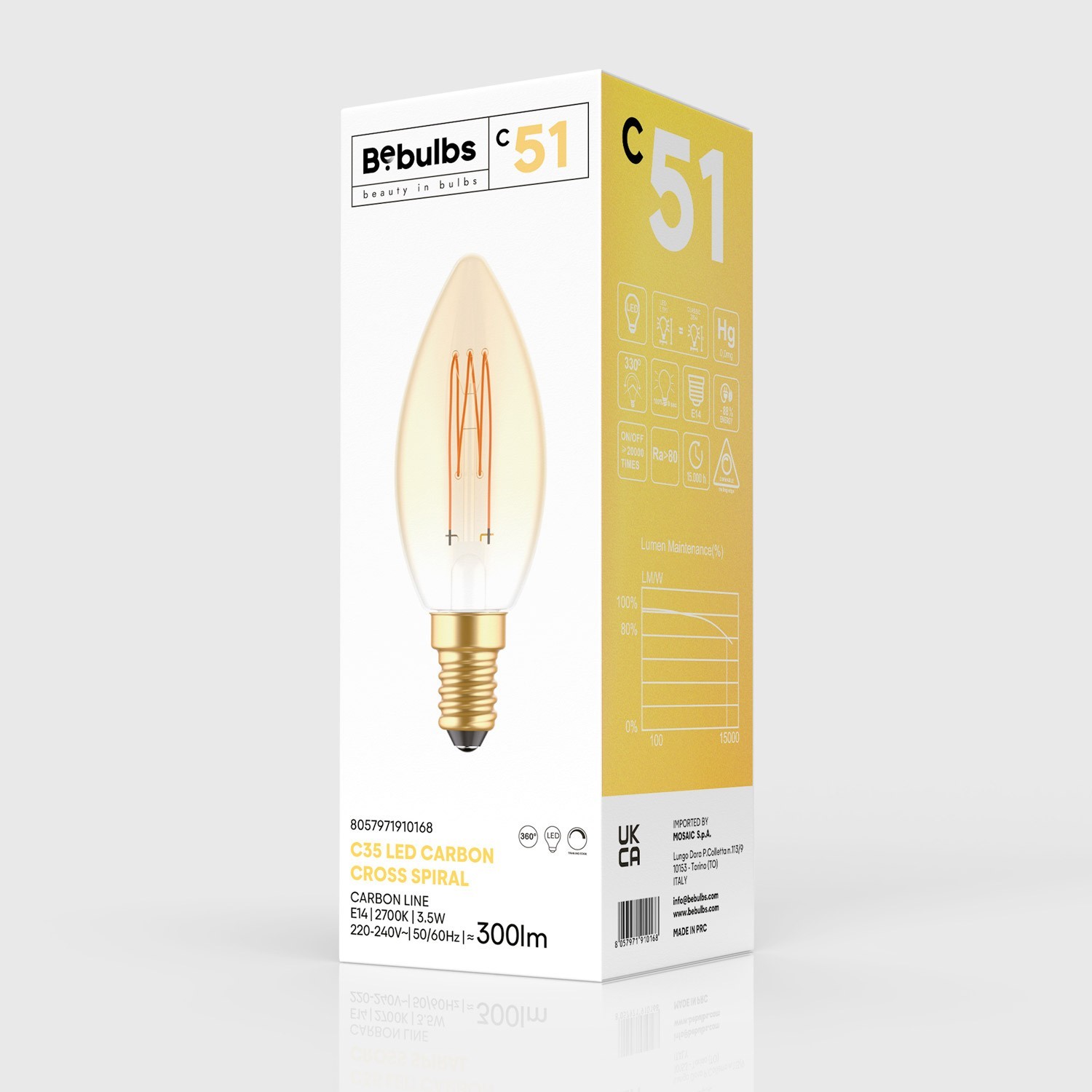 LED Golden Light Bulb Carbon Line Filament Cage Candle C35 3,5W 300Lm E14 2700K Dimmable - C51