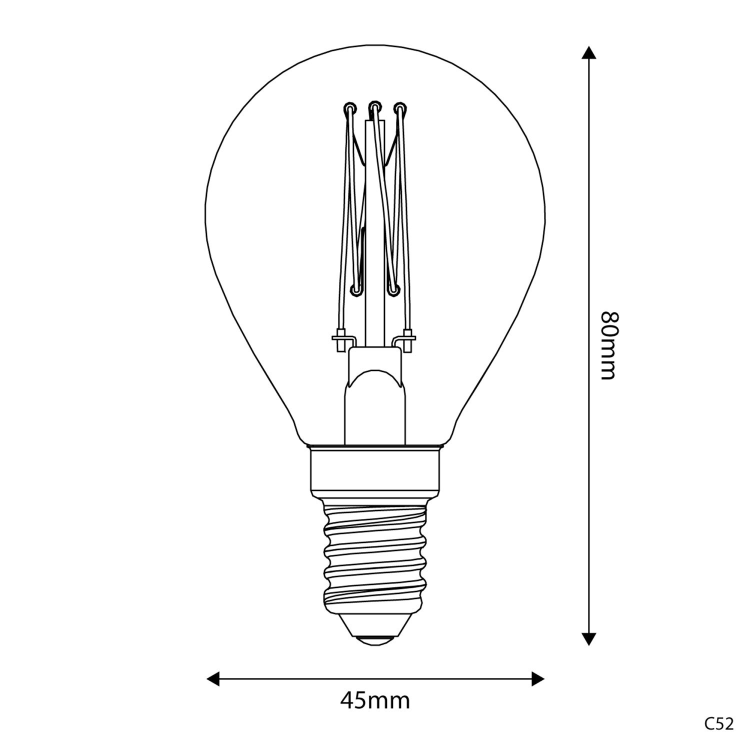 Bombilla LED Dorada Carbón Line Filamento Largo Mini globo G45 3,5W 300Lm E14 2700K Regulable - C52