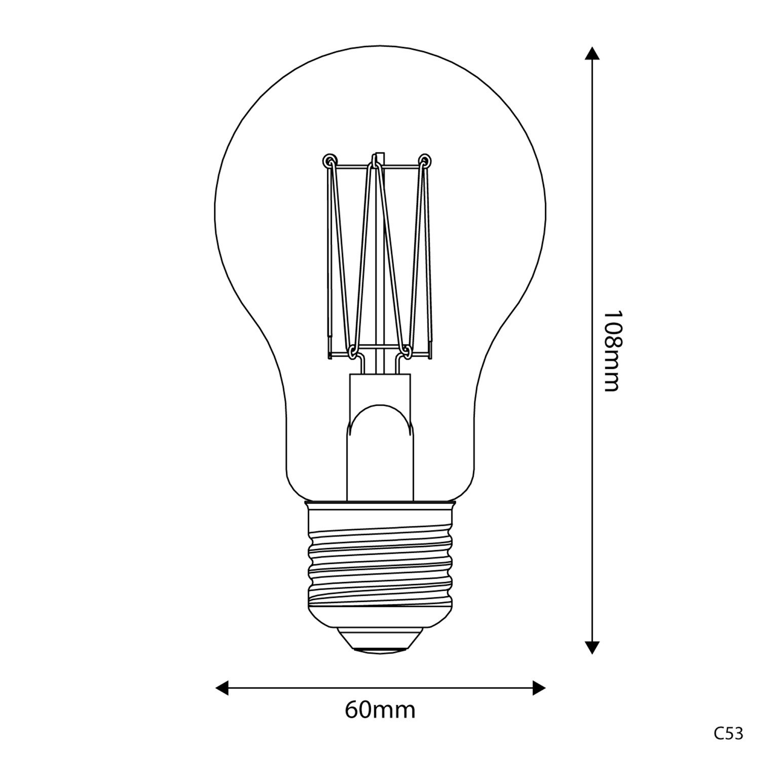 Bombilla LED Dorada Carbón Line Filamento Largo Goccia A60 7W 640Lm E27 2700K Regulable - C53