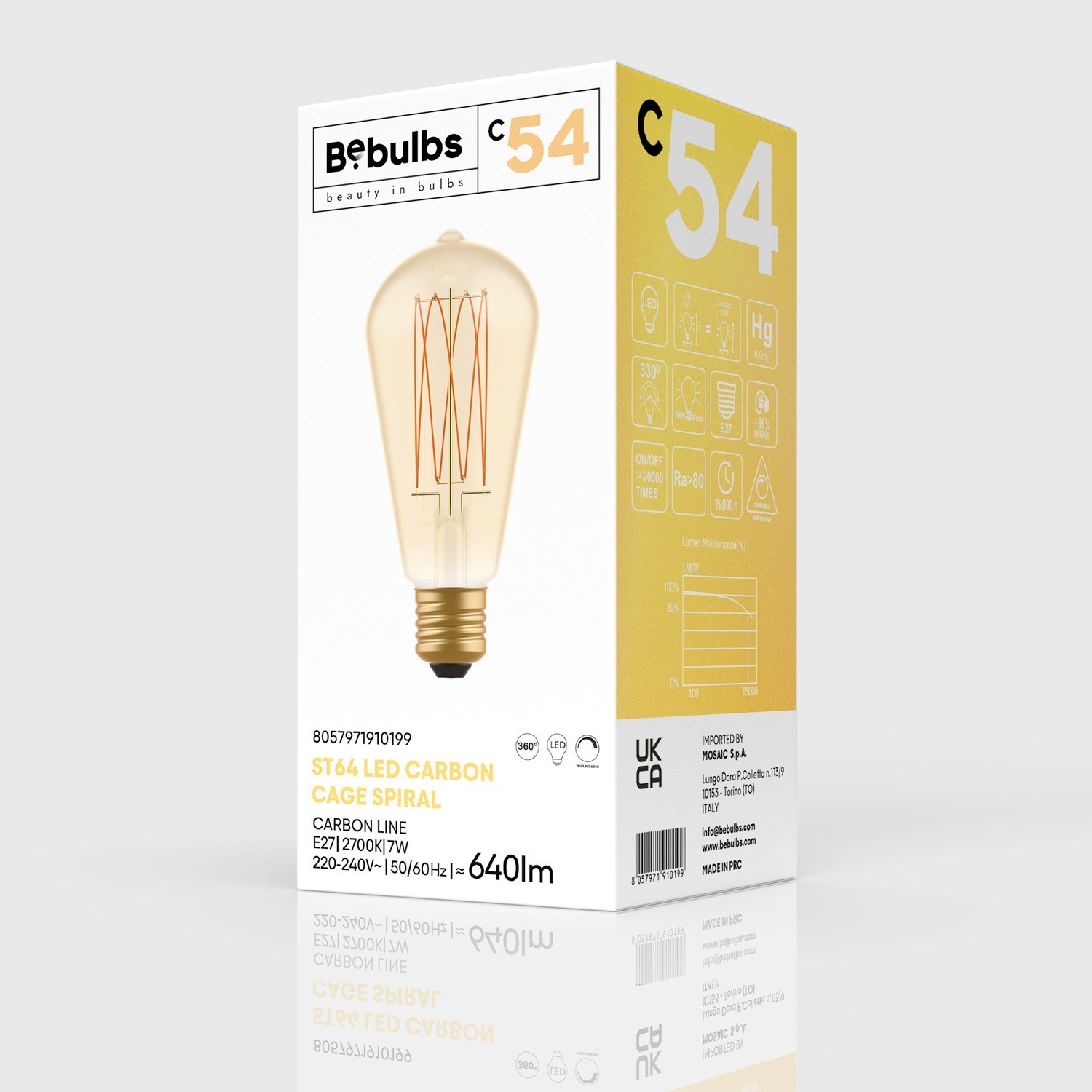 Bombilla LED Dorada Carbón Line Filamento Largo Edison ST64 7W 640Lm E27 2700K Regulable - C54