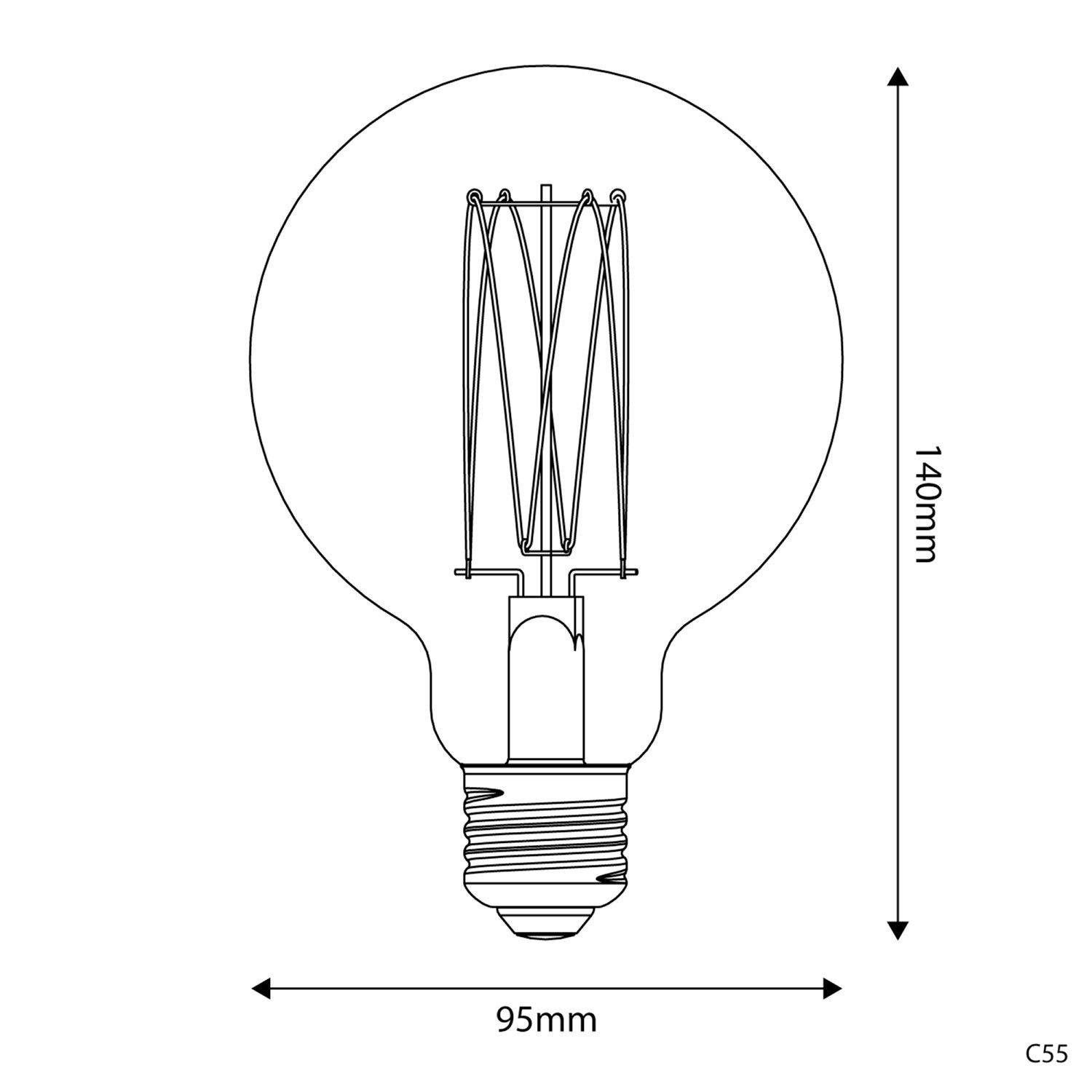 Bombilla LED Dorada Carbón Line Filamento Largo Globo G95 7W 640Lm E27 2700K Regulable - C55