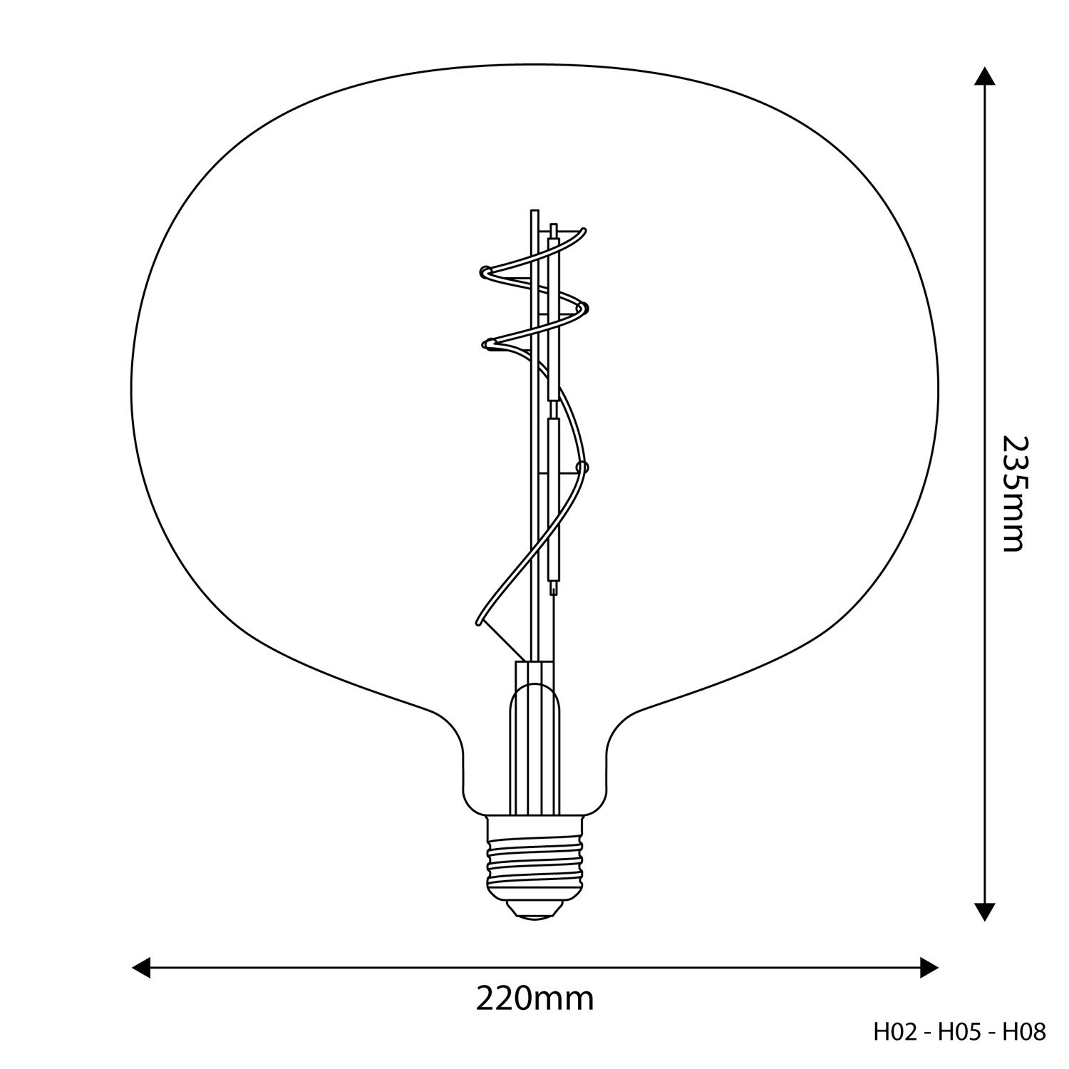 LED Golden Light Bulb Ellipse 220 8,5W 806Lm E27 2200K Dimmable - H05