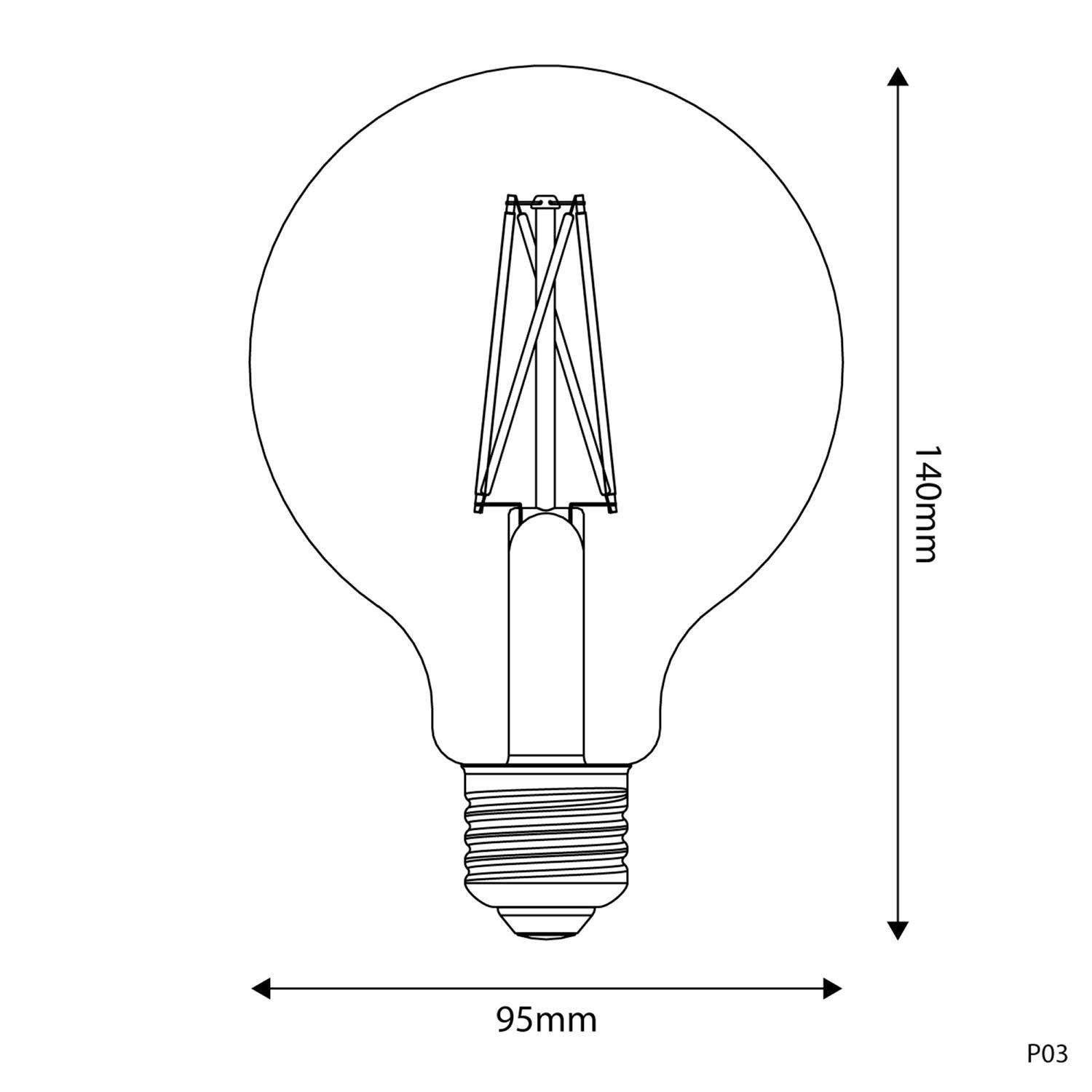 Bombilla LED Efecto Porcelana CRI 95 G95 7W 640Lm E27 2700K Regulable - P03