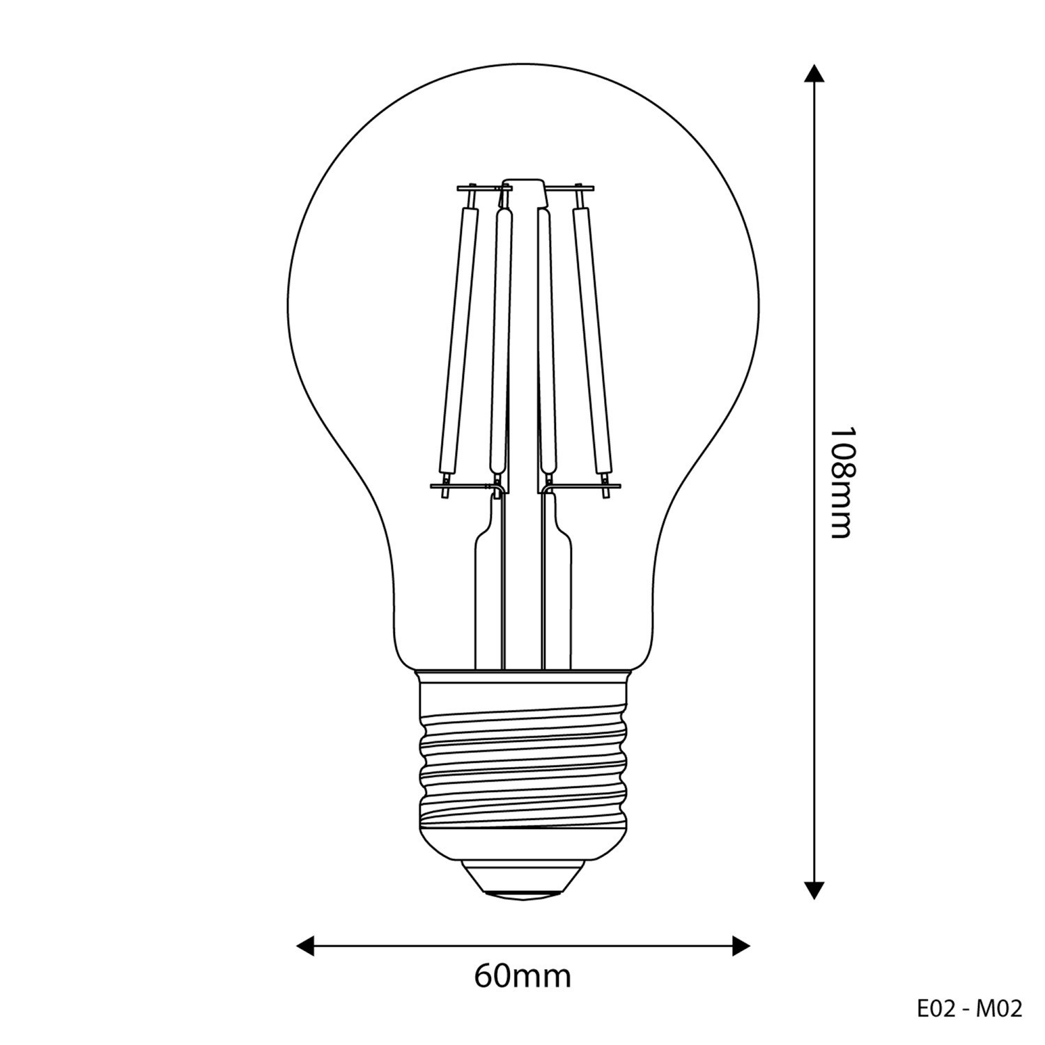 Bombilla LED Transparente Gota A60 4W 470Lm E27 2700K - E02