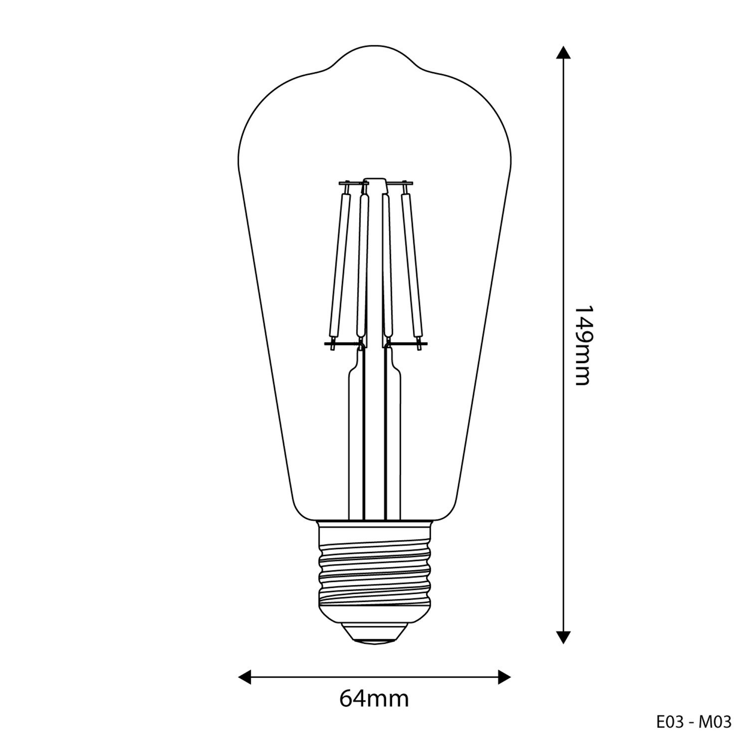 LED Clear Edison Light Bulb ST64 4W 470Lm E27 2700K - E03