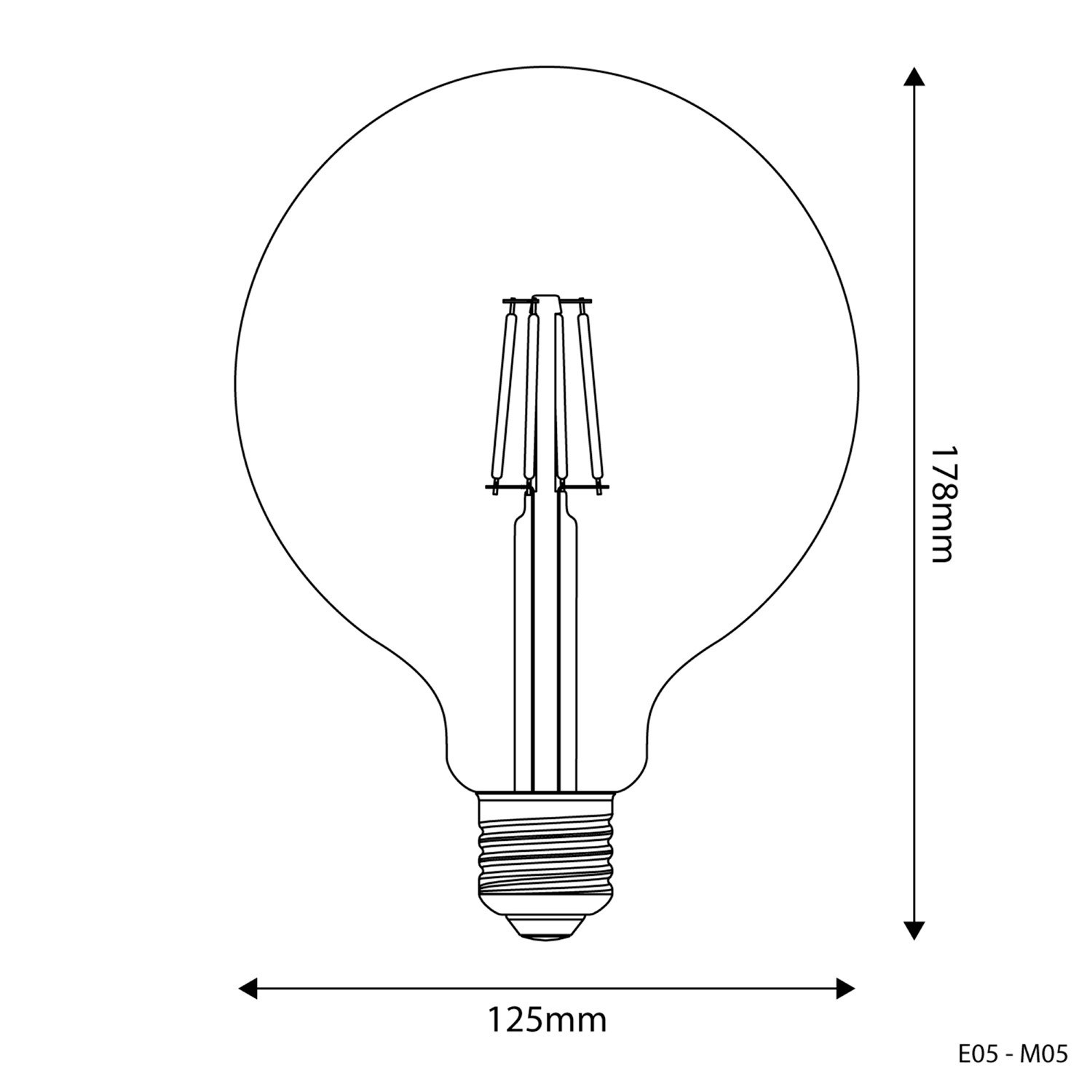 Bombilla LED Transparente Globo G125 4W 470Lm E27 2700K - E05