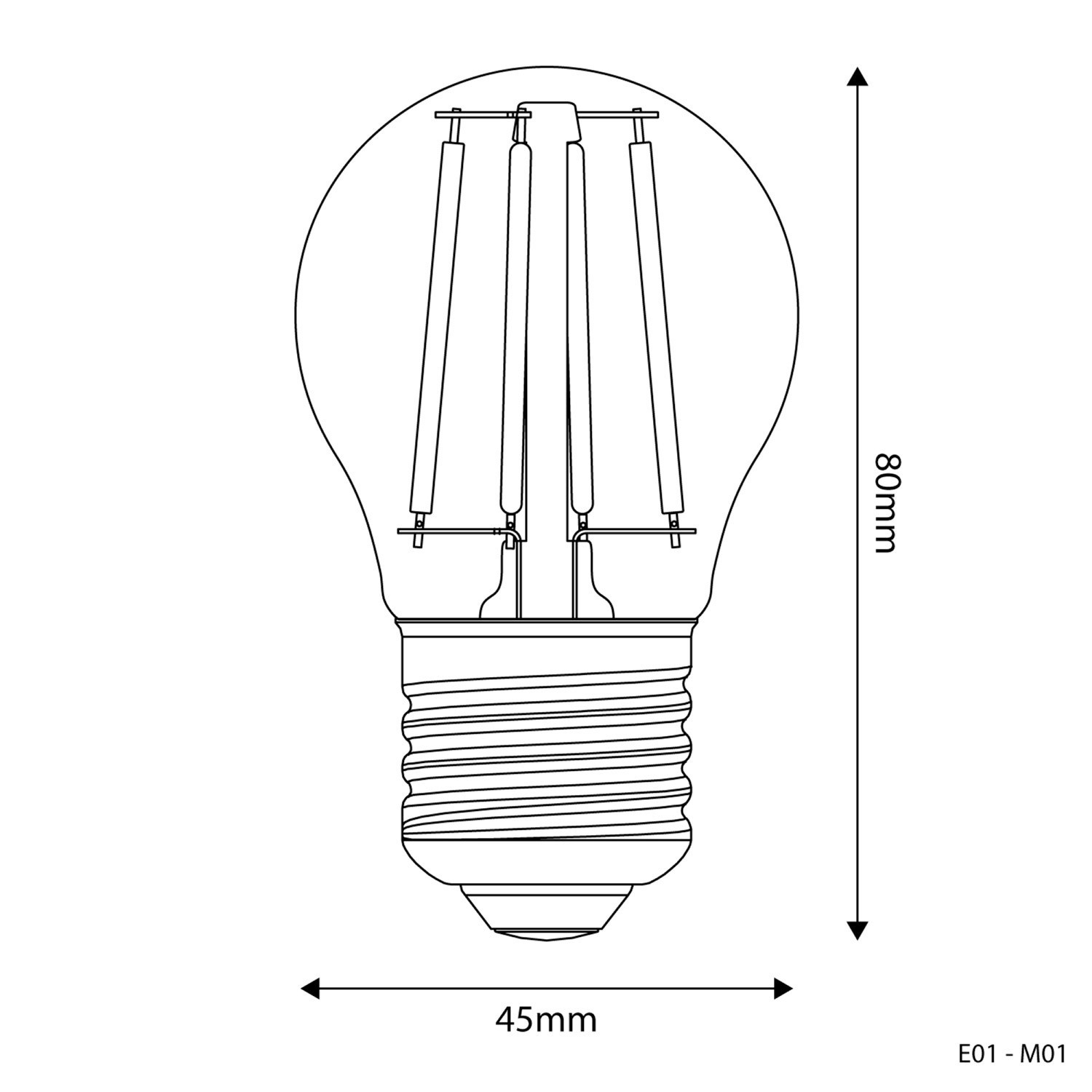 Bombilla LED Mini Globo Milky G45 4W 470Lm E27 2700K - M01