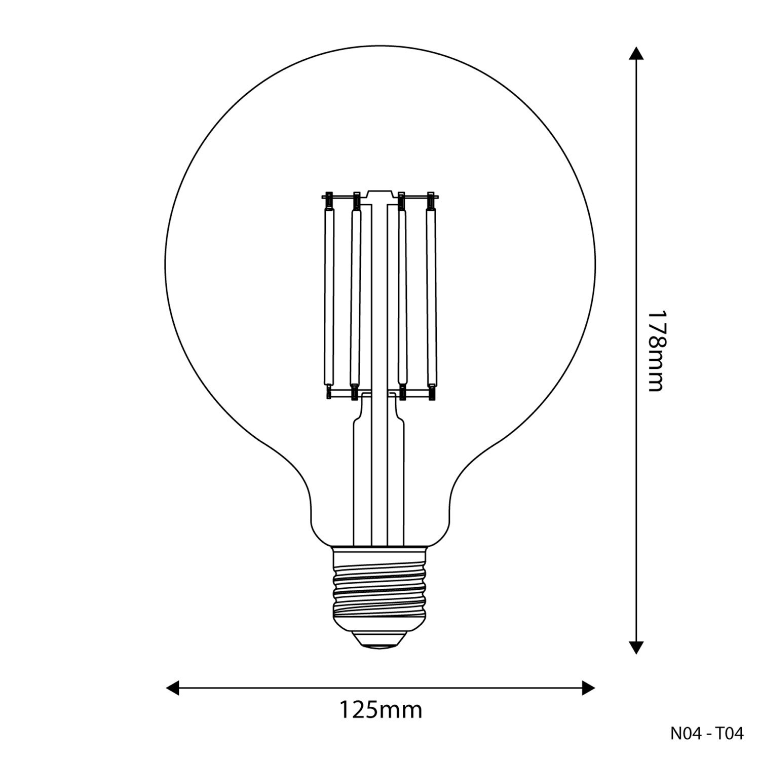 Bombilla LED Transparente Globo G125 7W 806Lm E27 3500K Regulable - N04