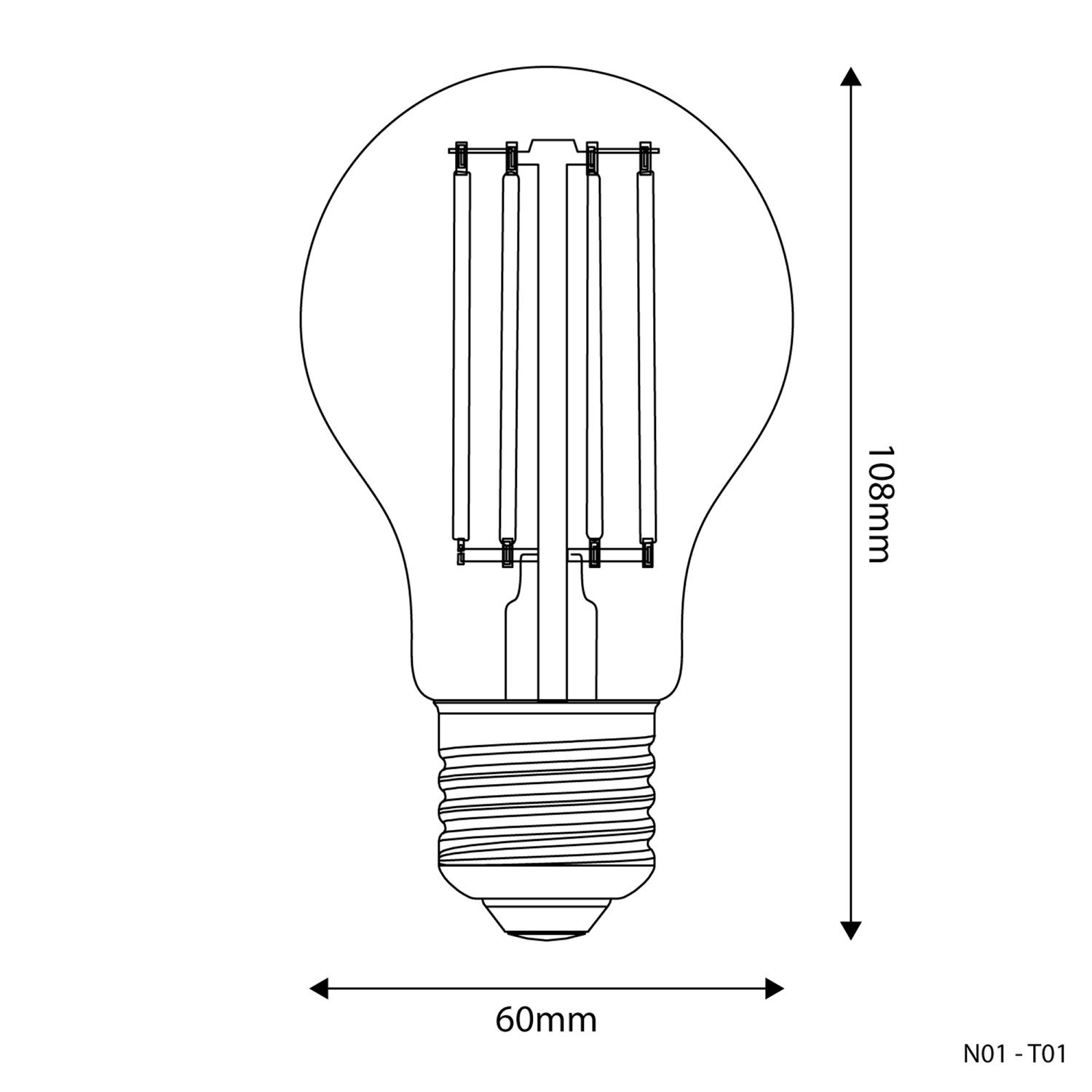 Bombilla LED Transparente Gota A60 7W 806Lm E27 2700K Regulable - T01