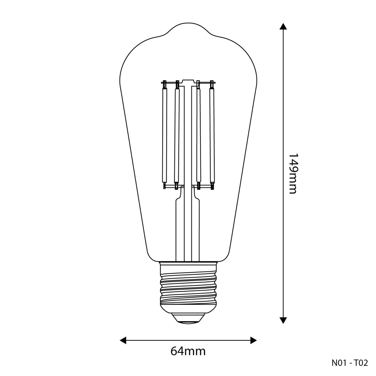 Bombilla LED Transparente Edison ST64 7W 806Lm E27 2700K Regulable - T02