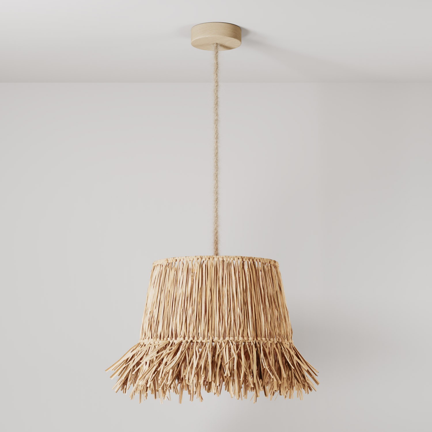 Hanging lamp with raffia lampshade Honolulu