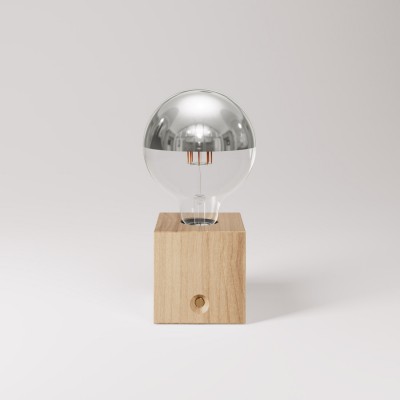 Portable and rechargeable Cabless03 Lamp with silver half-sphere globe bulb