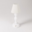 Portable and rechargeable Cabless14 Lamp with droplet bulb and lampshade