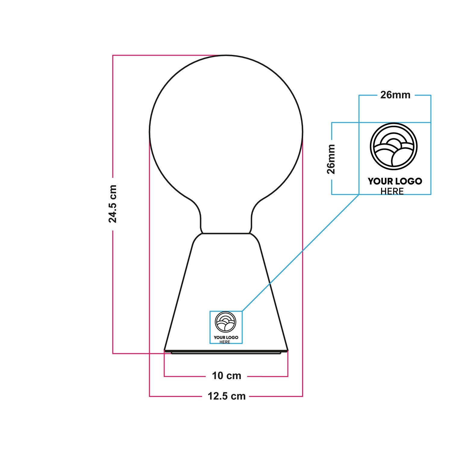 Portable and rechargeable Cabless01 Lamp with bulb - customizable (min 20 pieces)