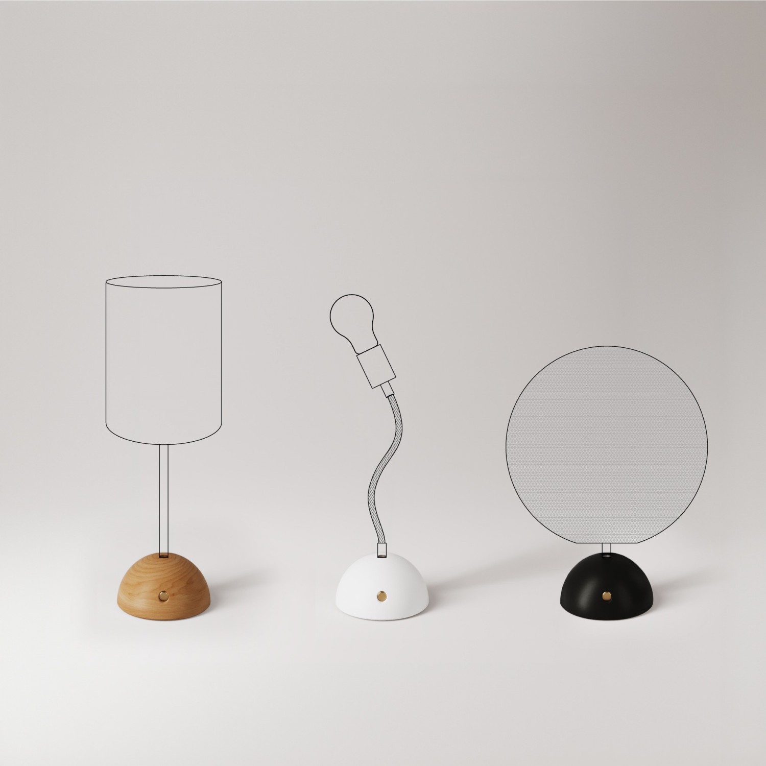 Semi-spherical support kit for battery-powered portable lamps