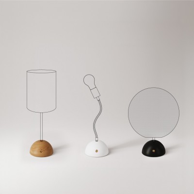 Semi-spherical support kit for battery-powered portable lamps
