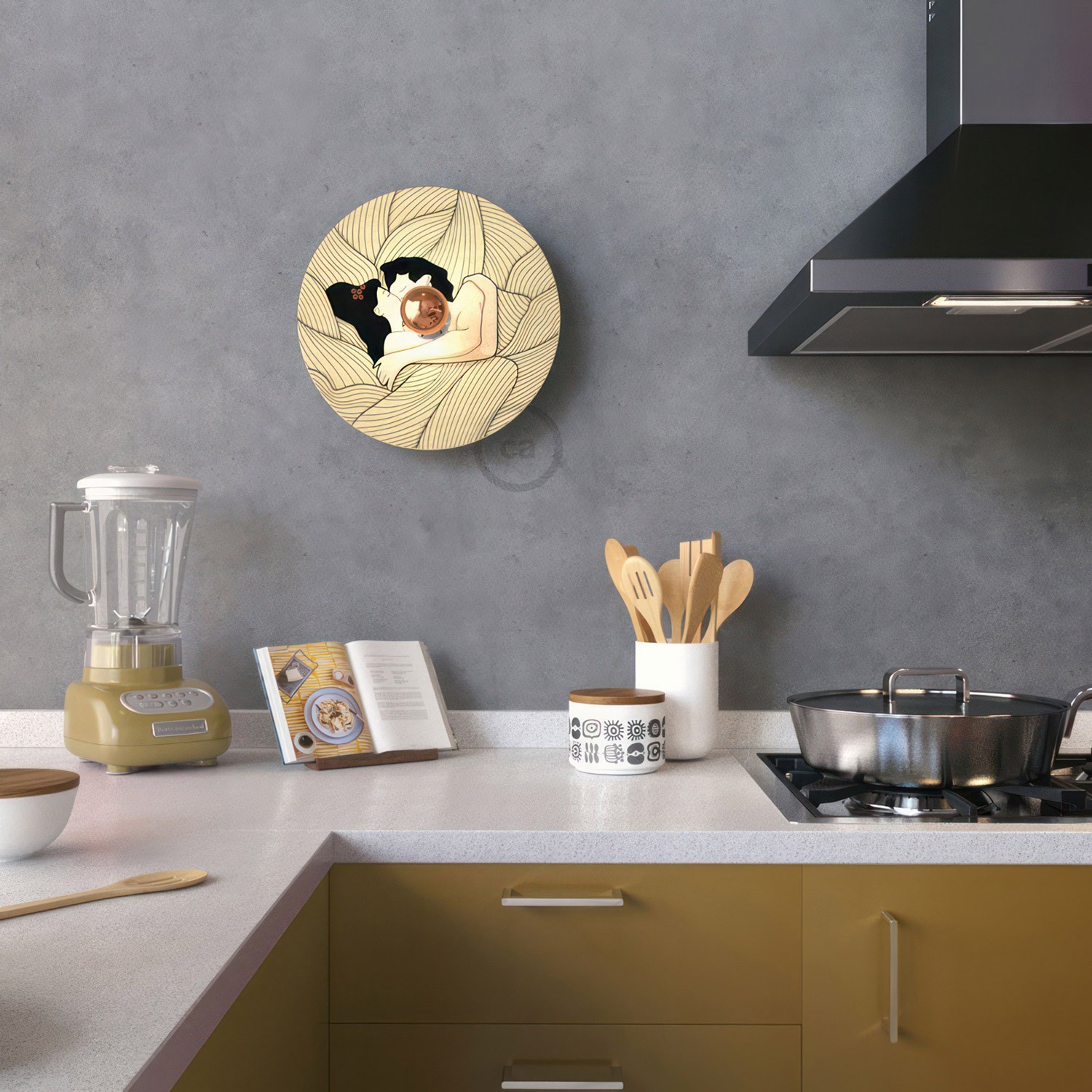 Lámpara de pared Romantic con pantalla UFO ilustrada doble cara, diseño por varios artistas