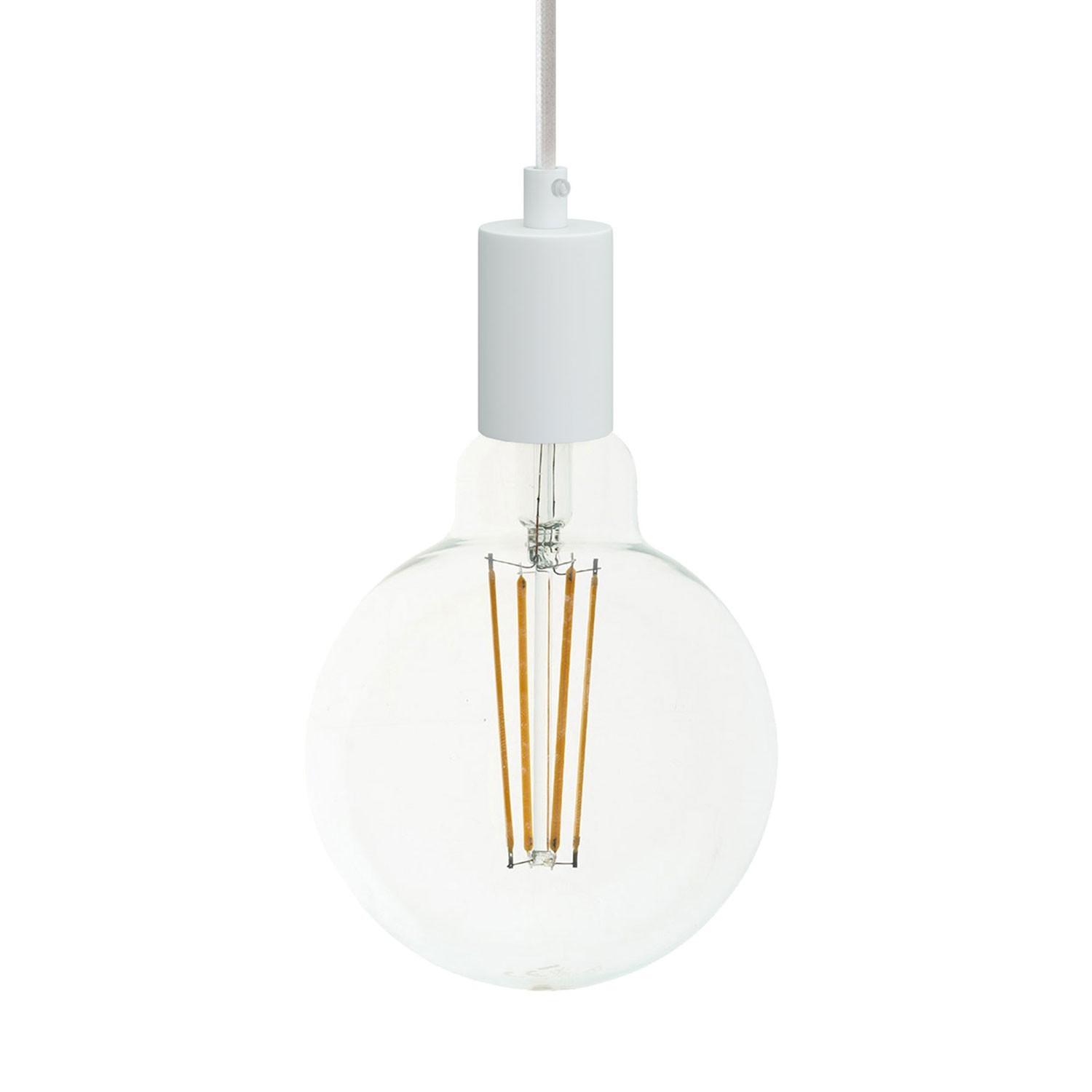 Pendant lamp with textile cable and monochrome metal details - Made in Italy - Bulb included