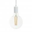 Pendant lamp with textile cable and monochrome metal details - Made in Italy - Bulb included