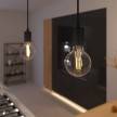 Pendant lamp with textile cable and monochrome metal details - Made in Italy - Bulb included