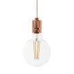 Pendant lamp with textile cable and milled aluminium lamp holder - Made in Italy - Bulb included