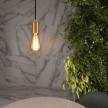 Pendant lamp with textile cable and satin metal details - Made in Italy - Bulb included