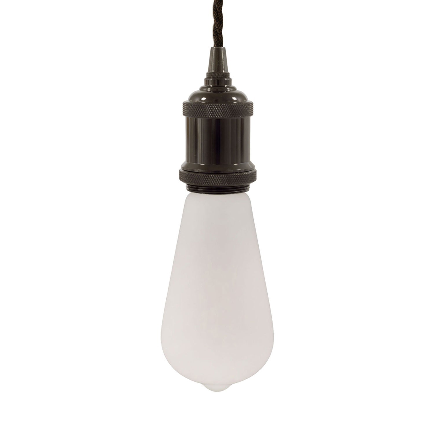 Pendant lamp with twisted textile cable and aluminium lamp holder - Made in Italy