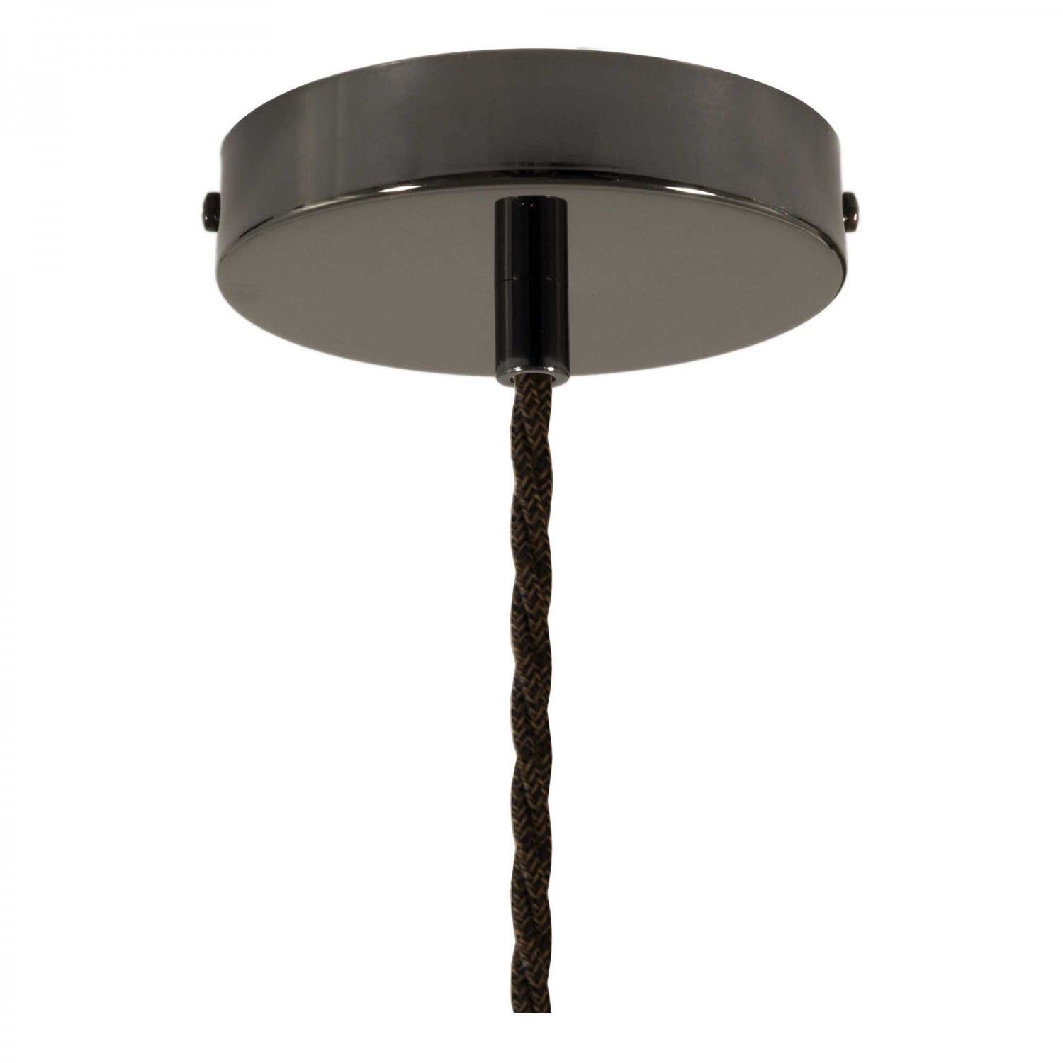 Pendant lamp with twisted textile cable and aluminium lamp holder - Made in Italy