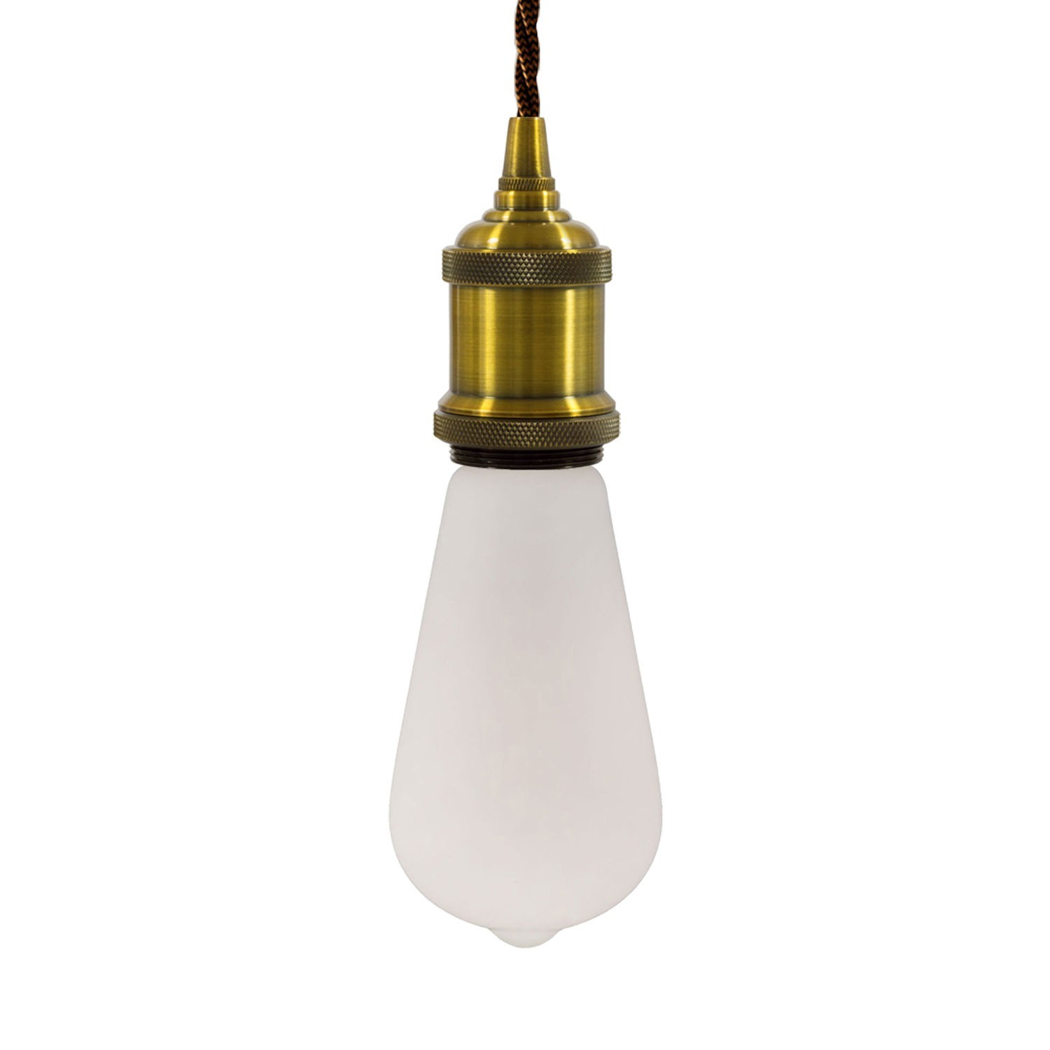 Pendant lamp with twisted textile cable and aluminium lamp holder - Made in Italy