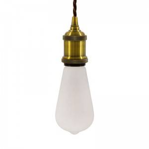 Lámpara colgante hecha en Italia con cable textil trenzado, bombilla y portalámparas de aluminio