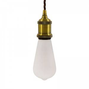 Pendant lamp with twisted textile cable and aluminium lamp holder - Made in Italy