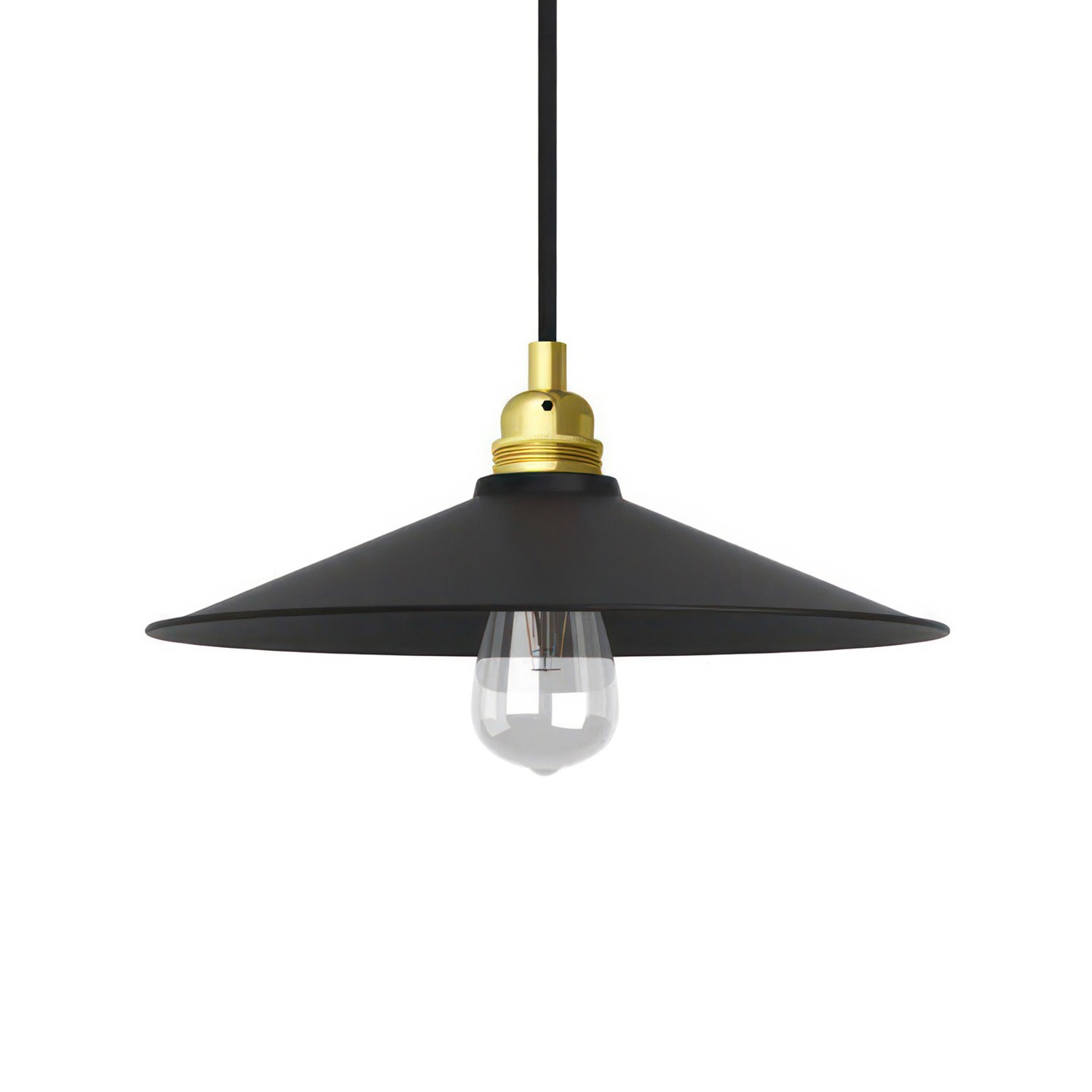 Pendant lamp with textile cable, Swing lampshade and metal details - Made in Italy - Bulb included