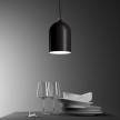 Pendant lamp with textile cable and lampshade Mini Bell XS ceramic shade - Made in Italy - Bulb included